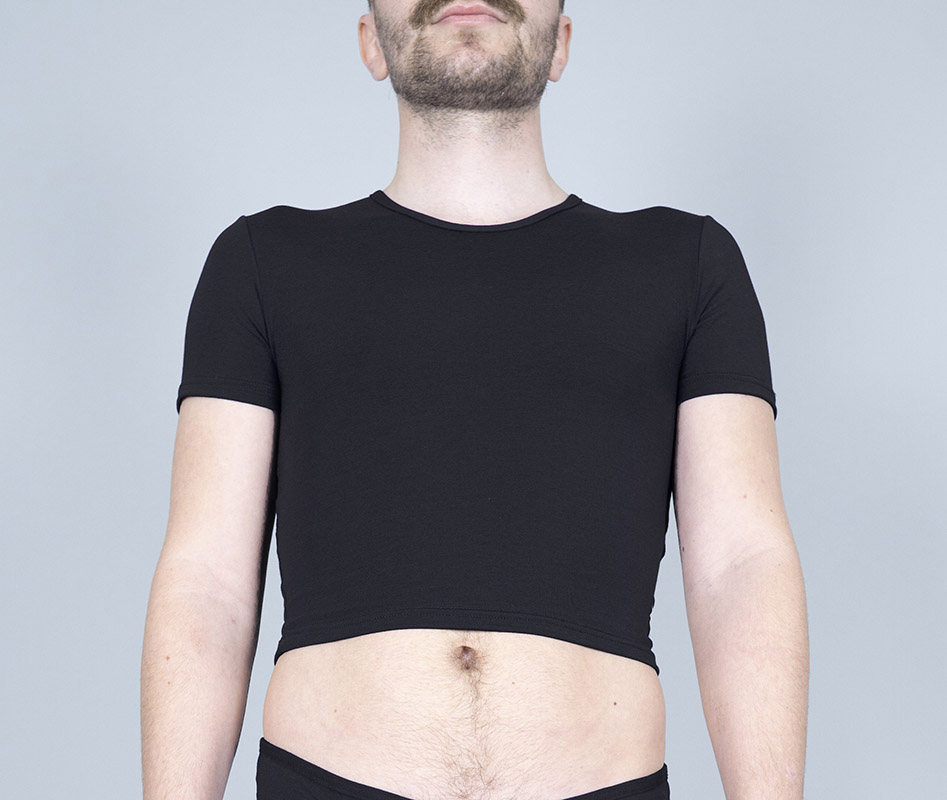 Sexy black crop t-shirt in black micromodal prime fabric photo photo