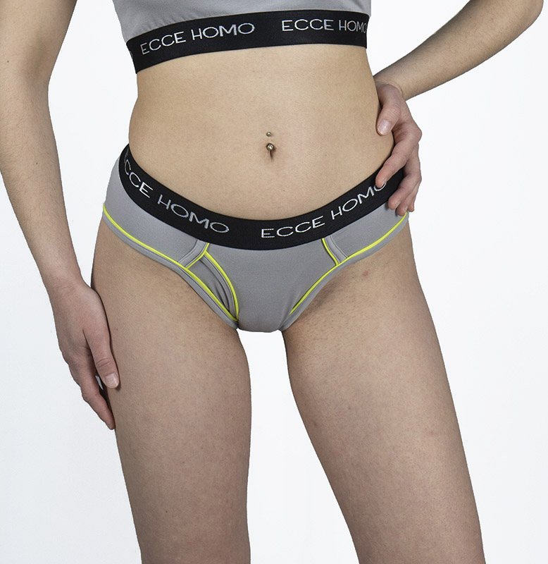 This is the 'obsidian' grey flat-front brief!